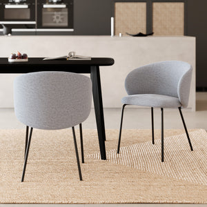 lot de 2 chaises en tissu gris clair pieds noirs