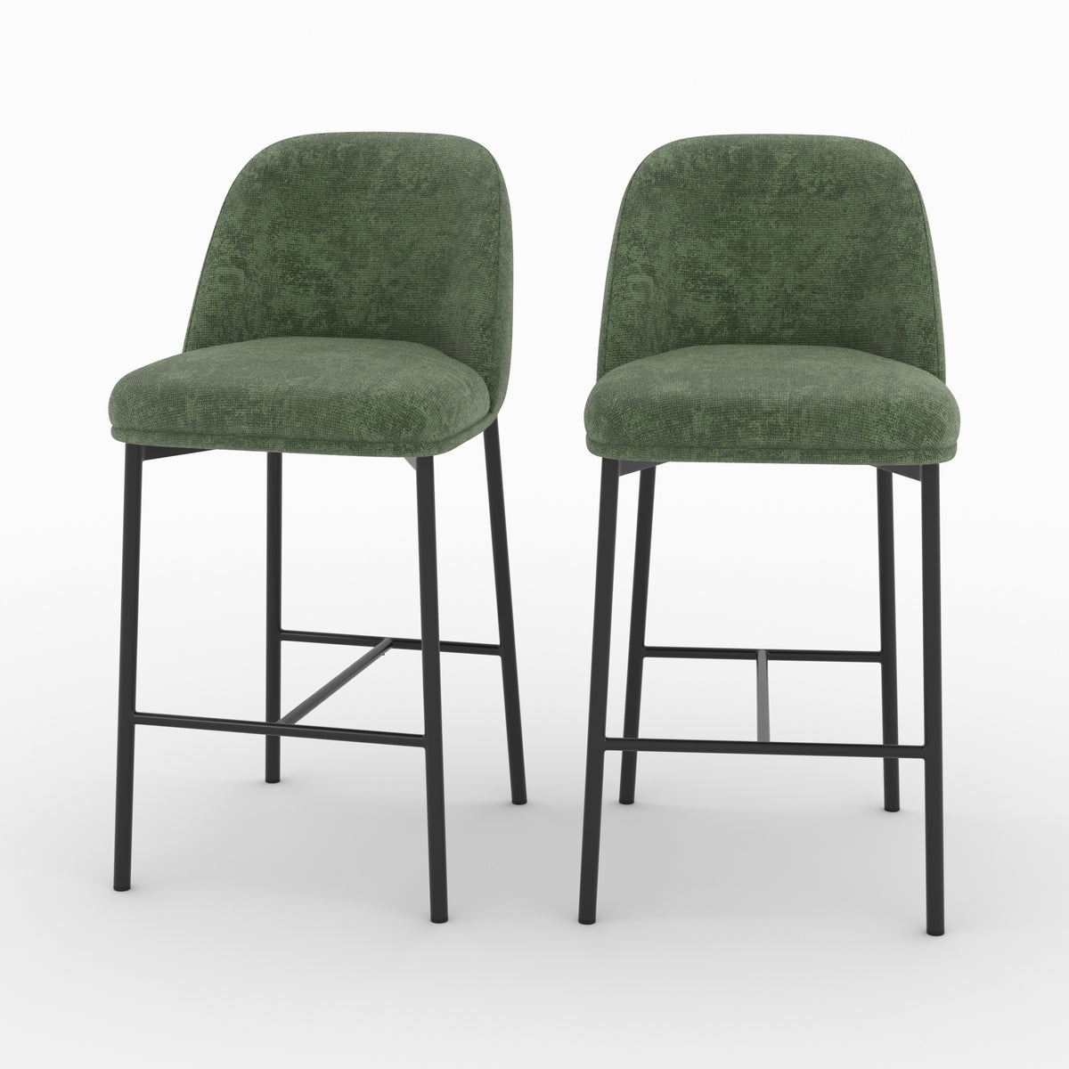 Lot de 2 chaises pour îlot central Noah en tissu vert sapin - Maison Pavane