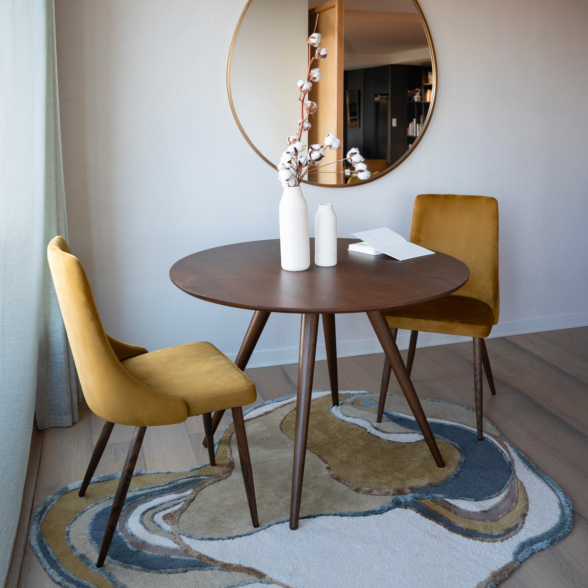 lot de 2 chaises jaune en velours vinni