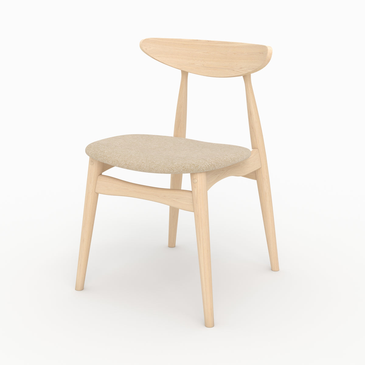 lot de 2 chaises josette en tissu beige et bois d hevea clair