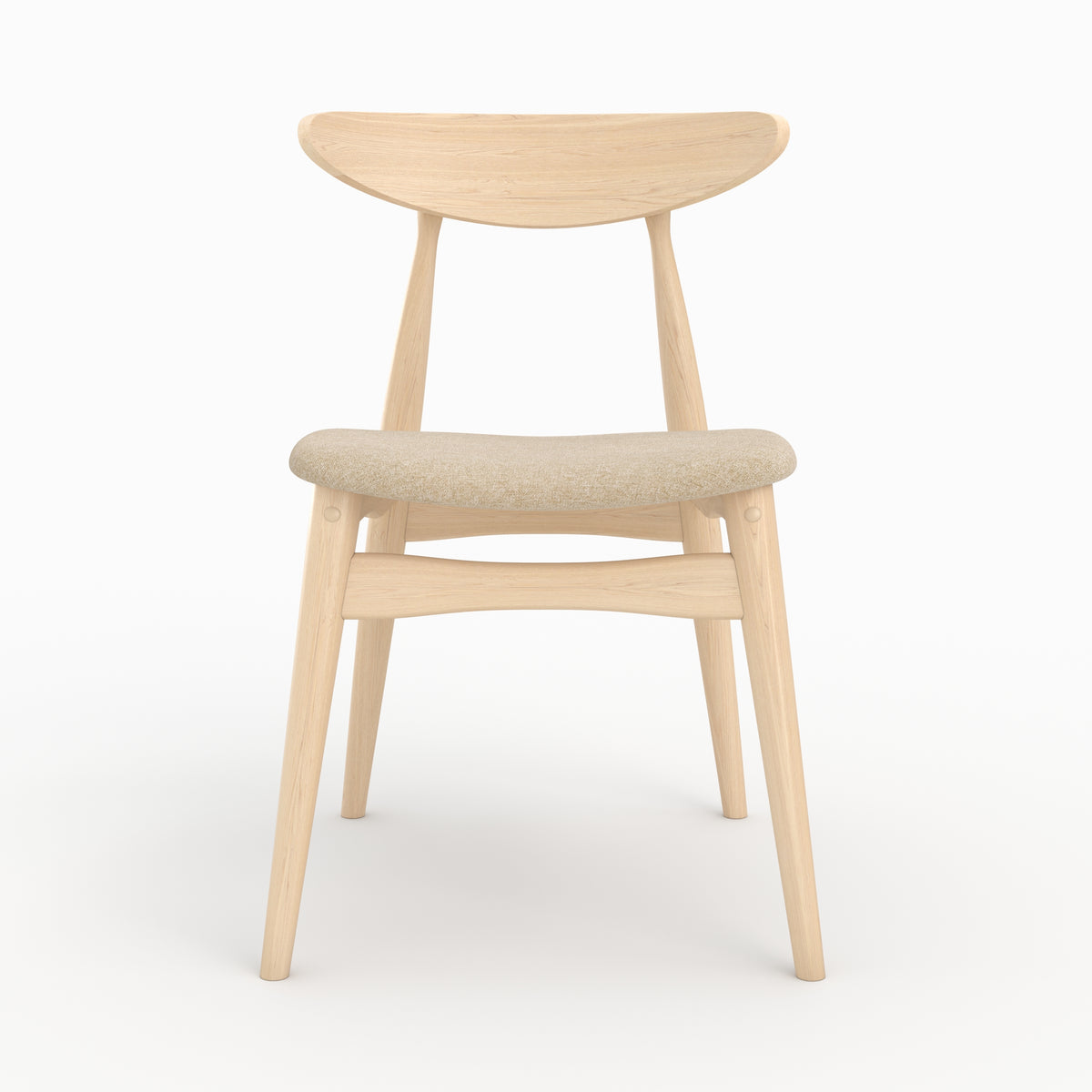 lot de 2 chaises josette tissu beige et bois d hevea clair