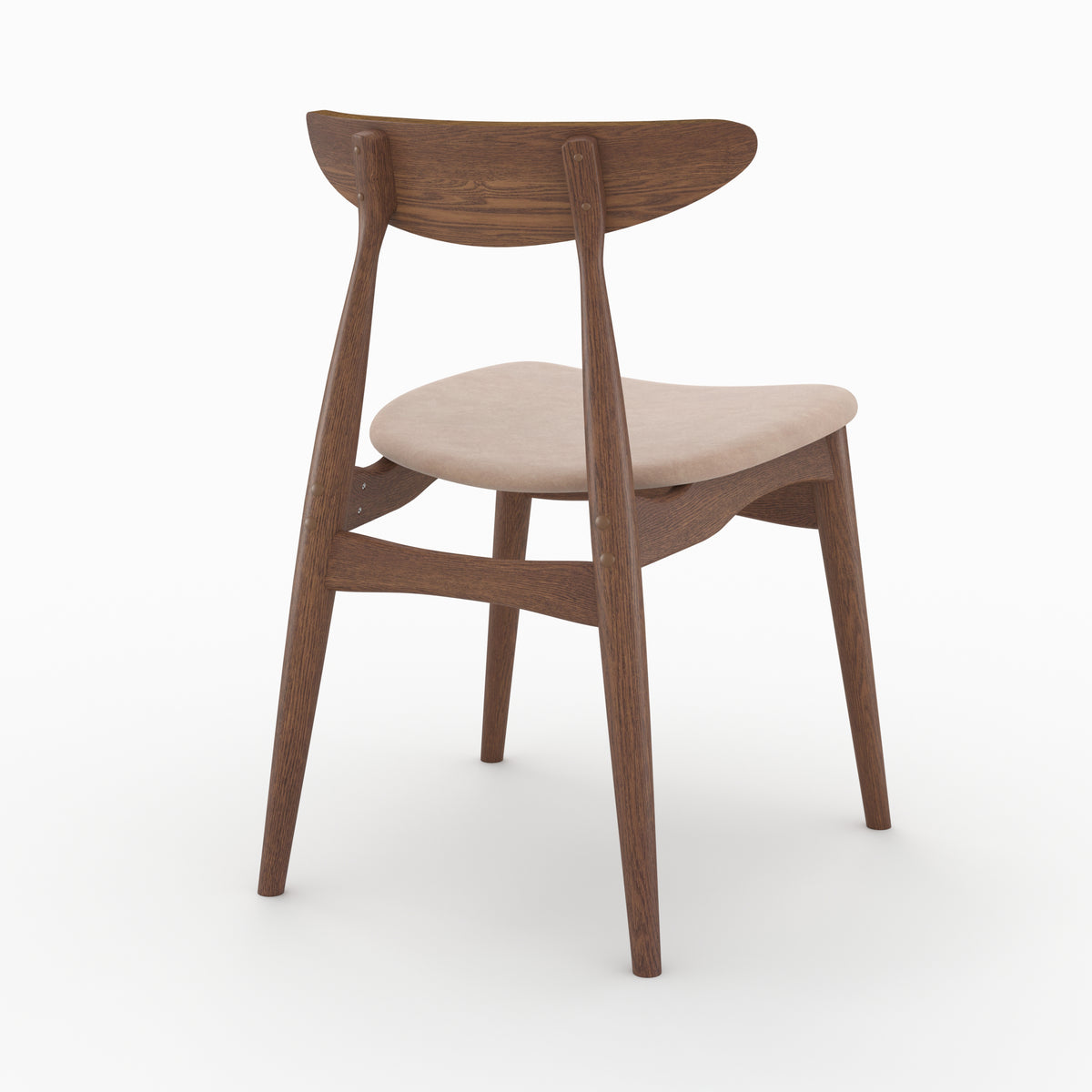 lot de 2 chaises josette tissu beige et bois d hevea fonce