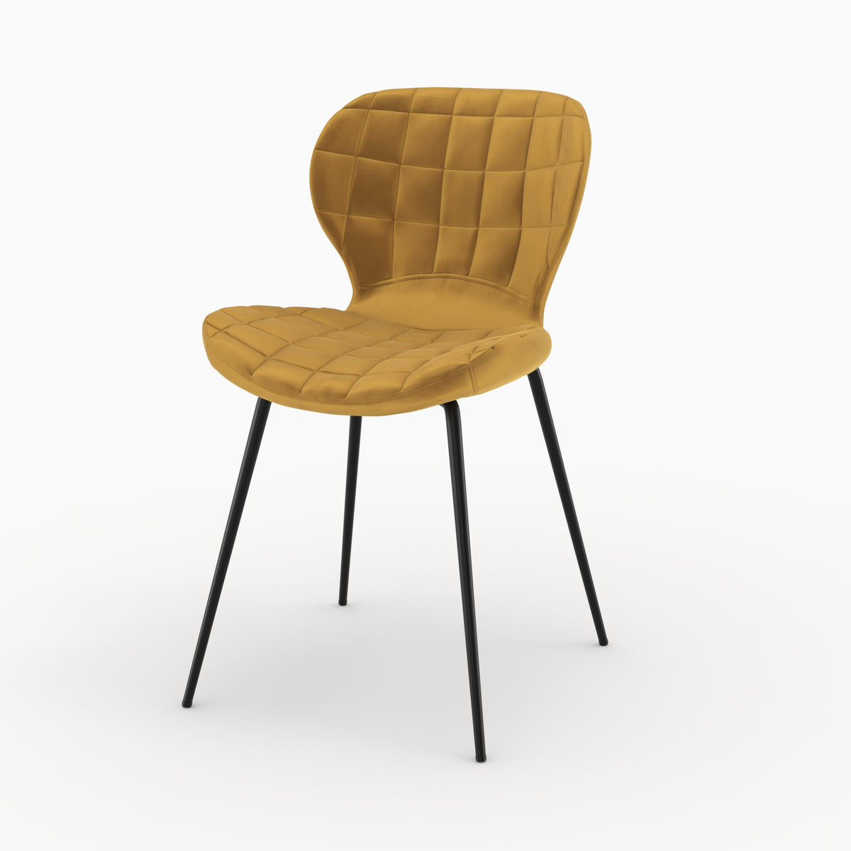 set di 2 sedie mazzia in velluto giallo curry con piedi in metallo