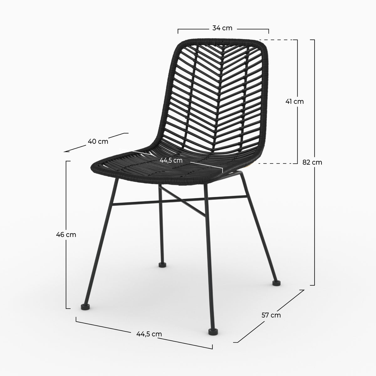 lot de 2 chaises noires rotin tamara