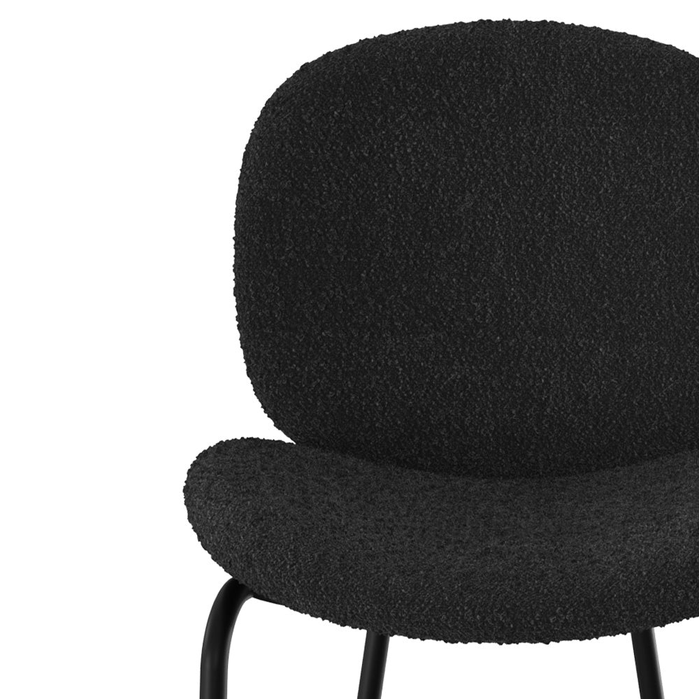 lot de 2 chaises pour ilot central en tissu boucle noir 65
