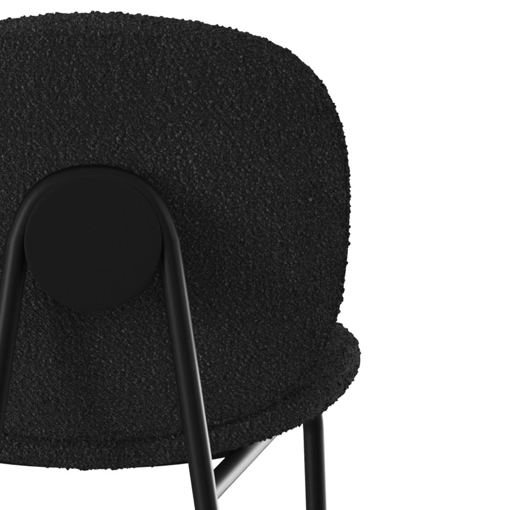 lot de 2 chaises pour ilot central iris en tissu boucle noir 65