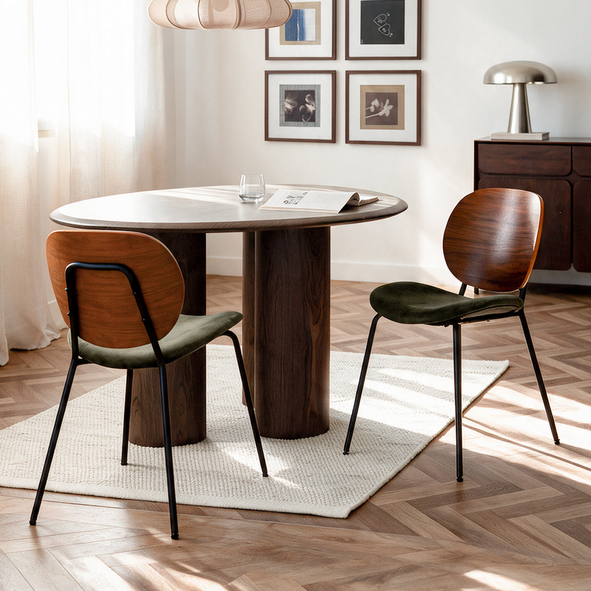Lot de 2 chaises velours kaki Simone salle à manger – Maison Pavane