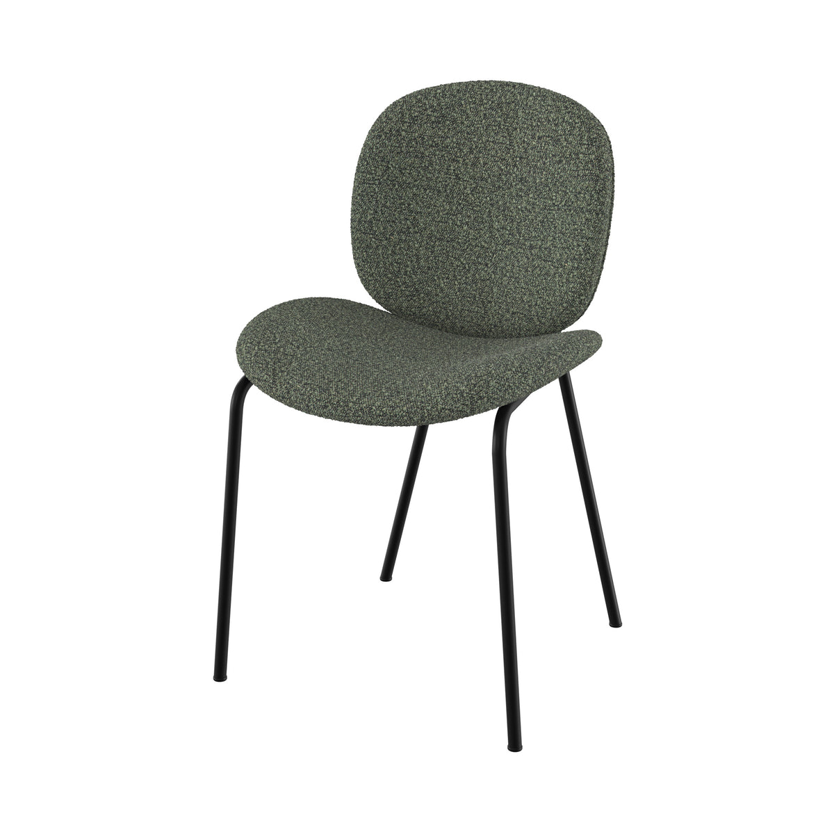 lot de 2 iris chaises en tissu boucle vert kaki metal noir