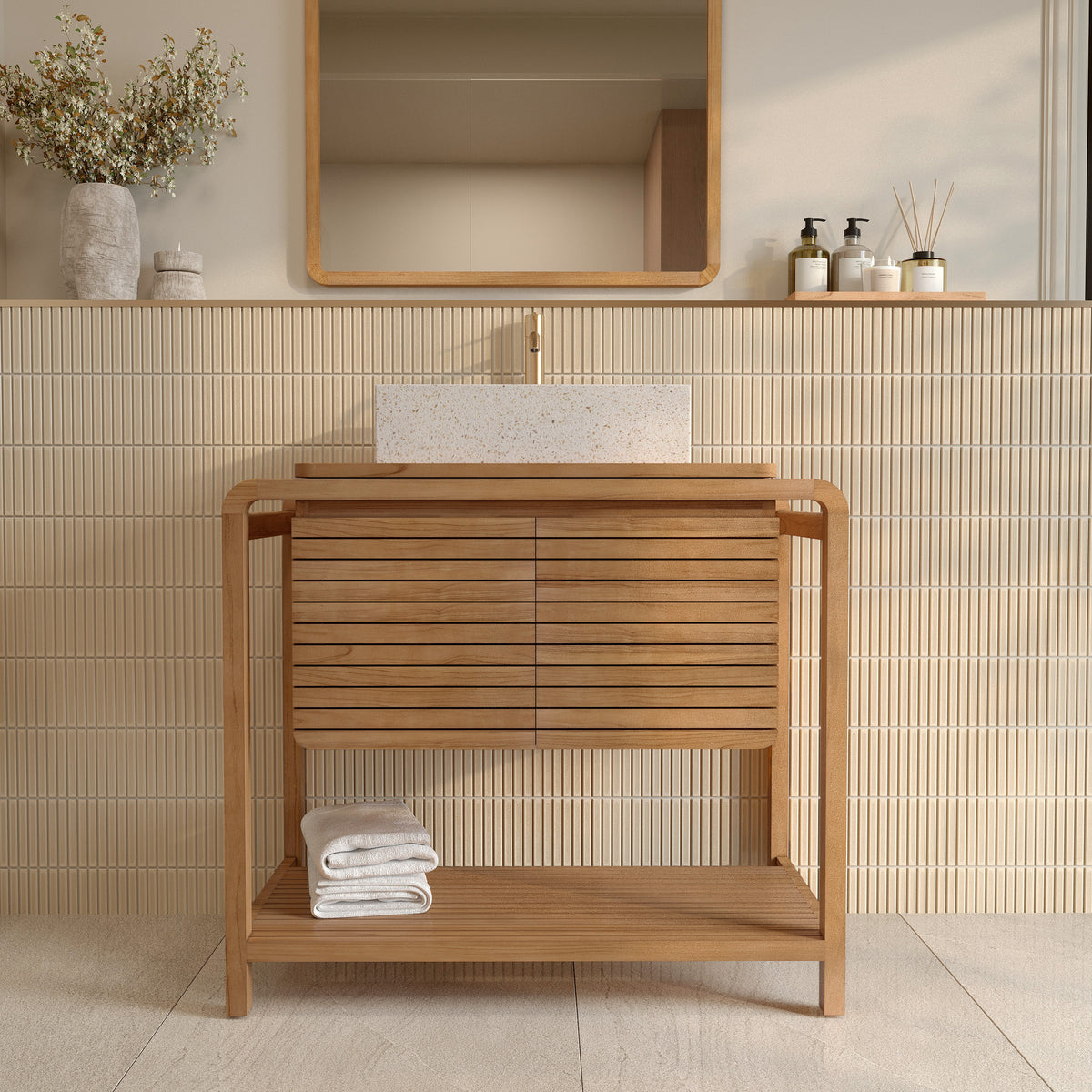 lucette meuble de salle de bain bois de teck 90 cm_1