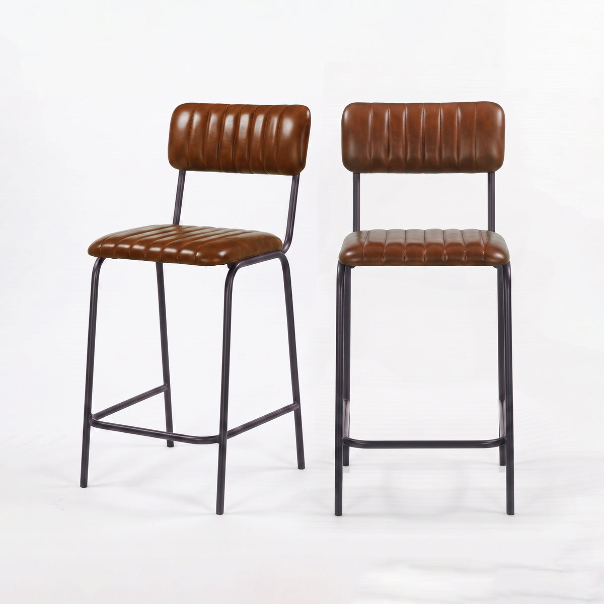 Lot de 2 chaises îlot central Arsène cuir buffle marron – Maison Pavane