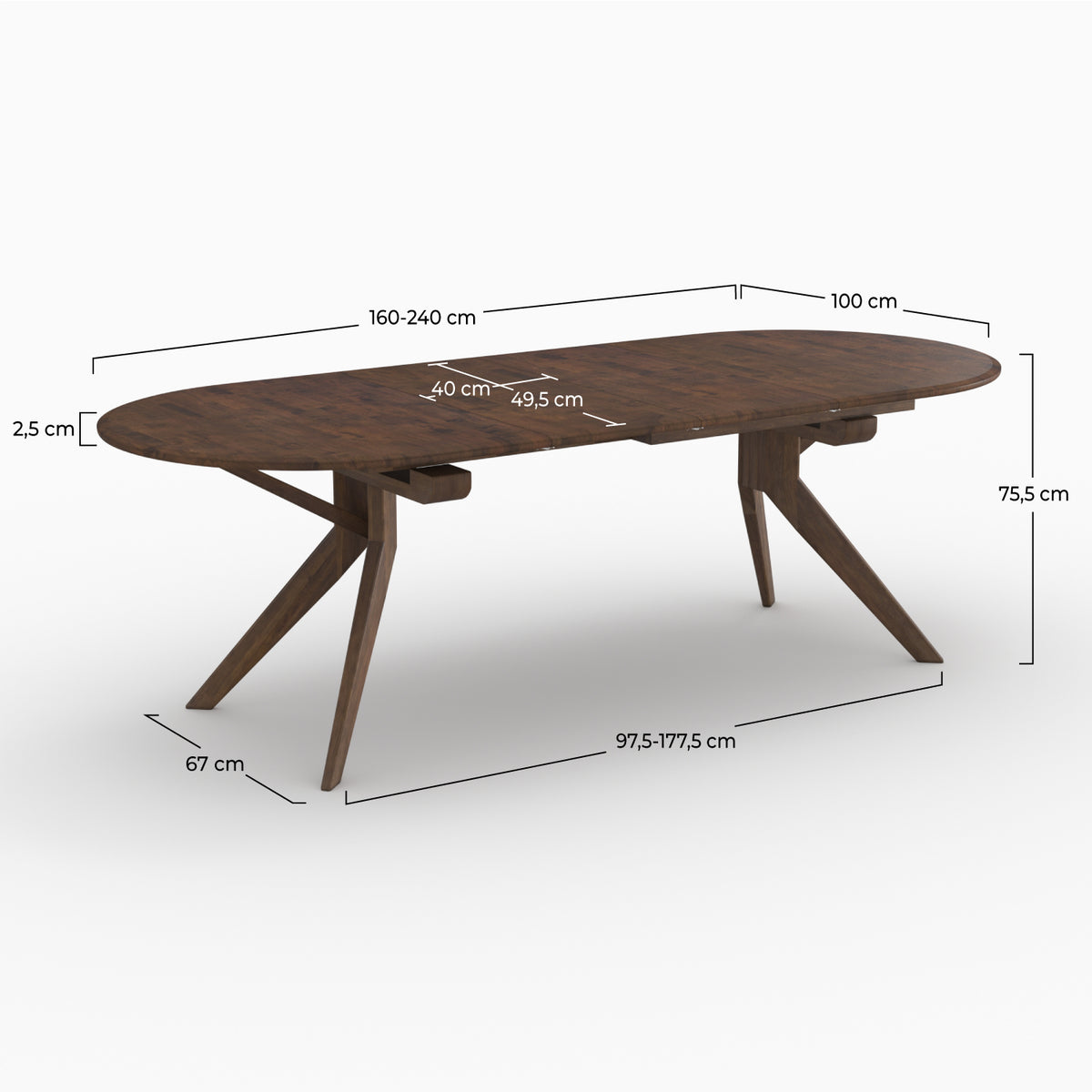 merlin table a manger en bois fonce extensible hevea massif rdv deco