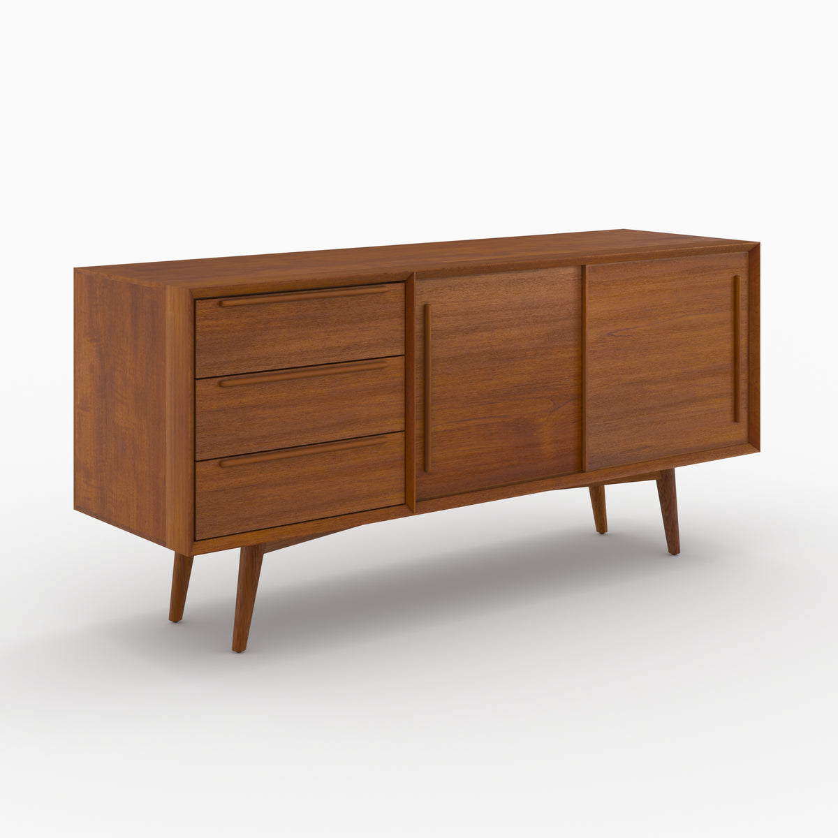 meuble buffet waya en teck massif 2 portes 3 tiroirs
