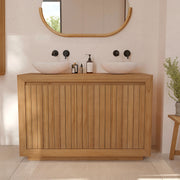 meuble de salle de bain pernelle teck double vasque