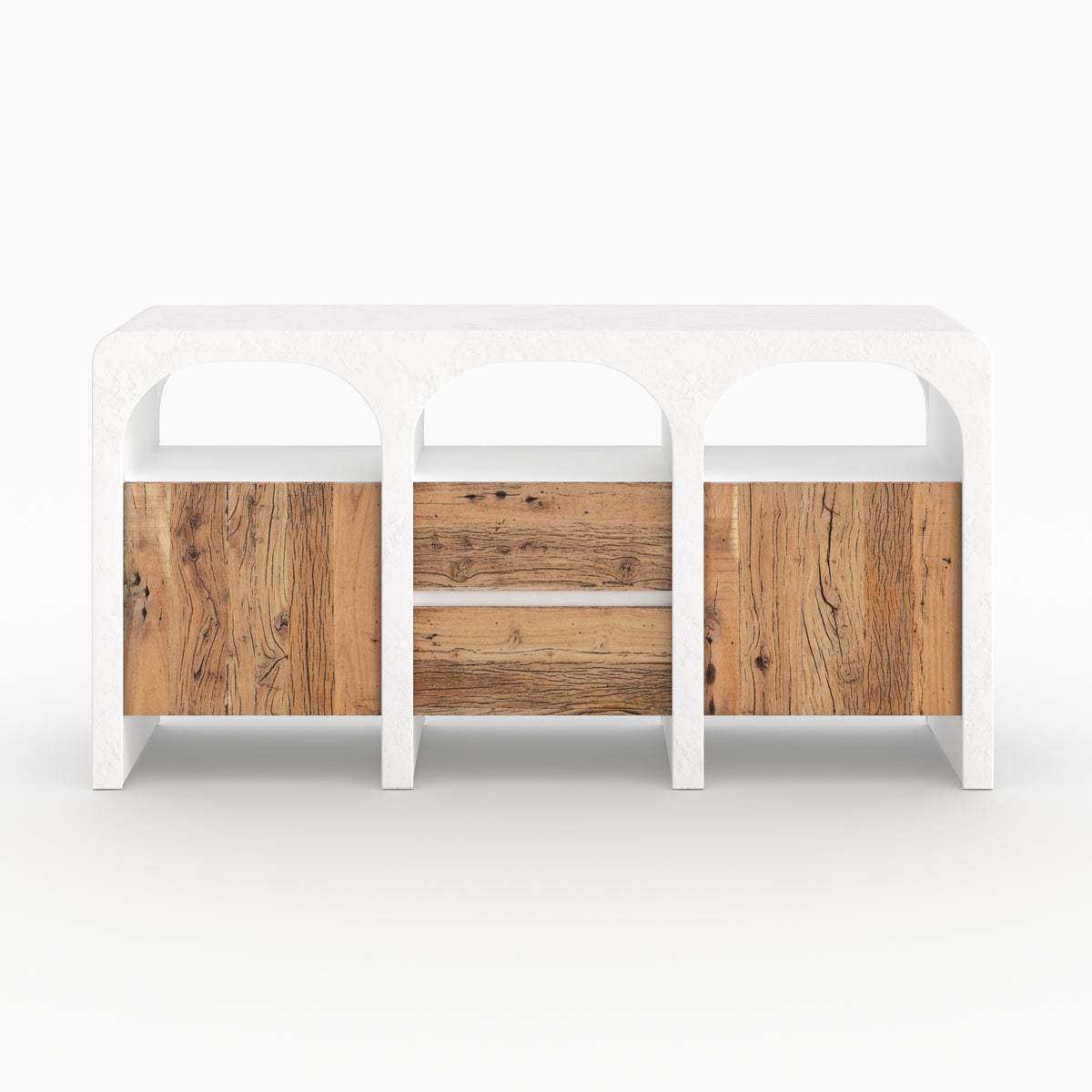 Meuble Fira bois et béton blanc cassé