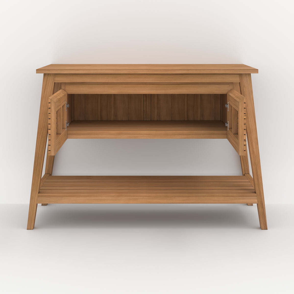 meuble salle de bain cesar teck massif 120 cm