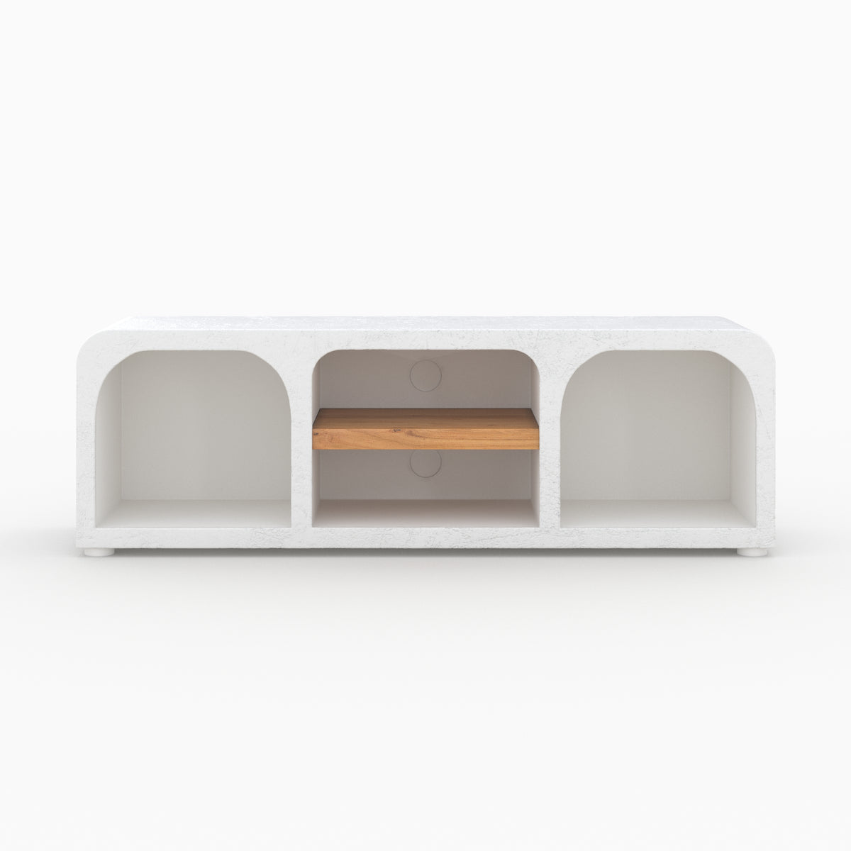 meuble tv 140 cm fira bois d acacia et beton blanc