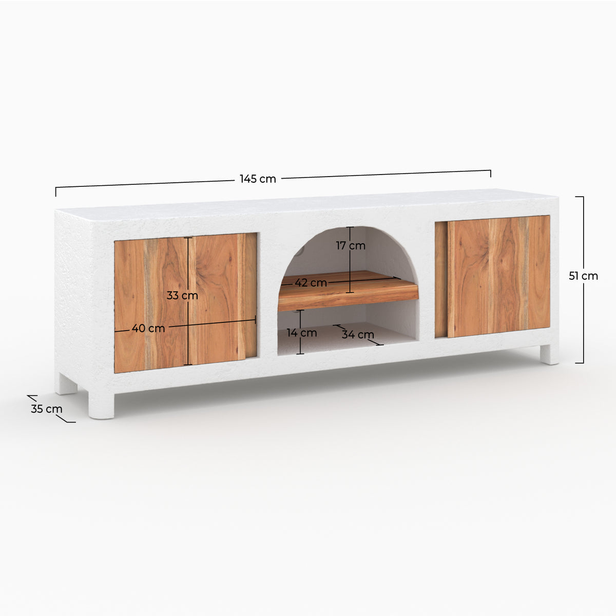 mobile TV da 145 cm Fira in legno e cemento
