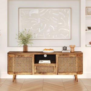 meuble tv bois cannage rangement rdv deco