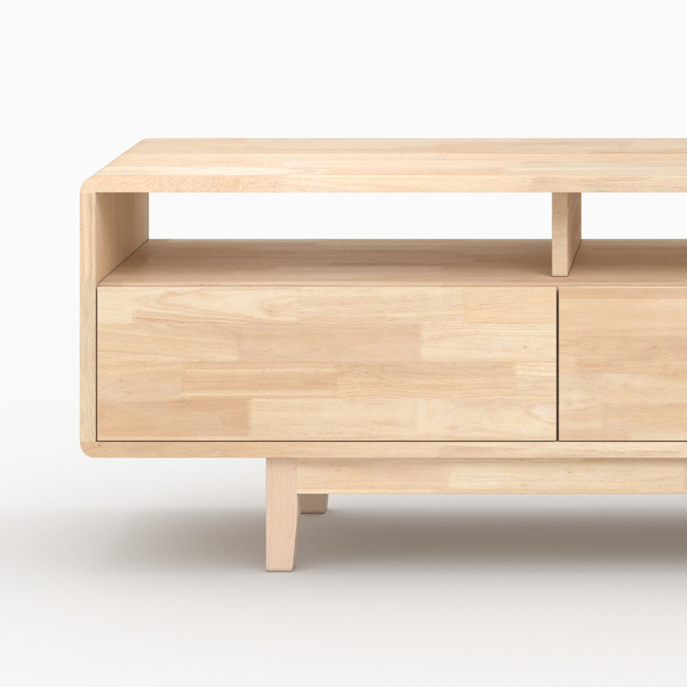 meuble tv en bois d hevea massif gisele avec rangement rdv deco