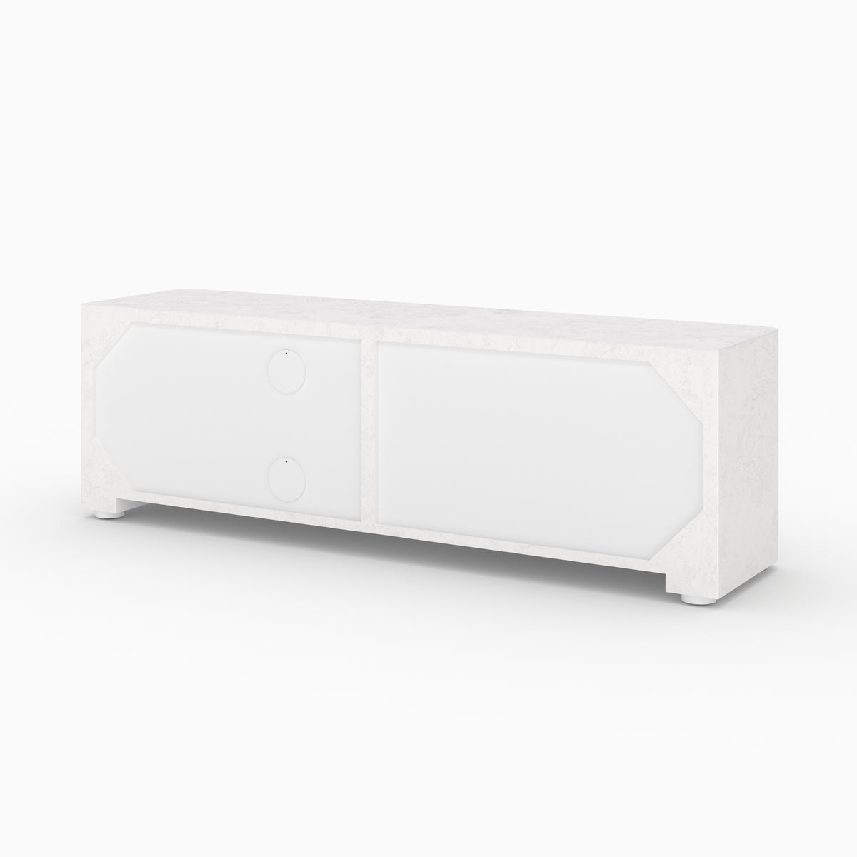 Meuble tv Fira plâtre blanc cassé 140cm niche grecque vue face packshot