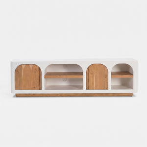 Meuble TV Fira en plâtre blanc cassé 180 cm - Maison Pavane