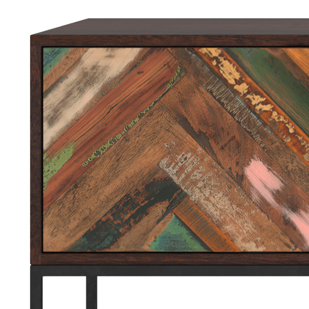 meuble tv krabi en bois d acacia et bois recycle 145 cm