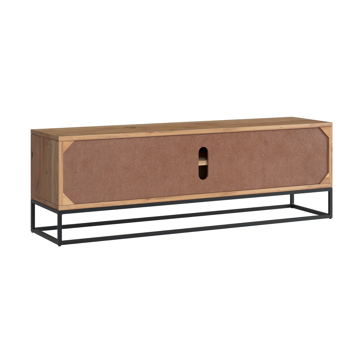 meuble tv multi rangement 140 cm en bois clair et metal