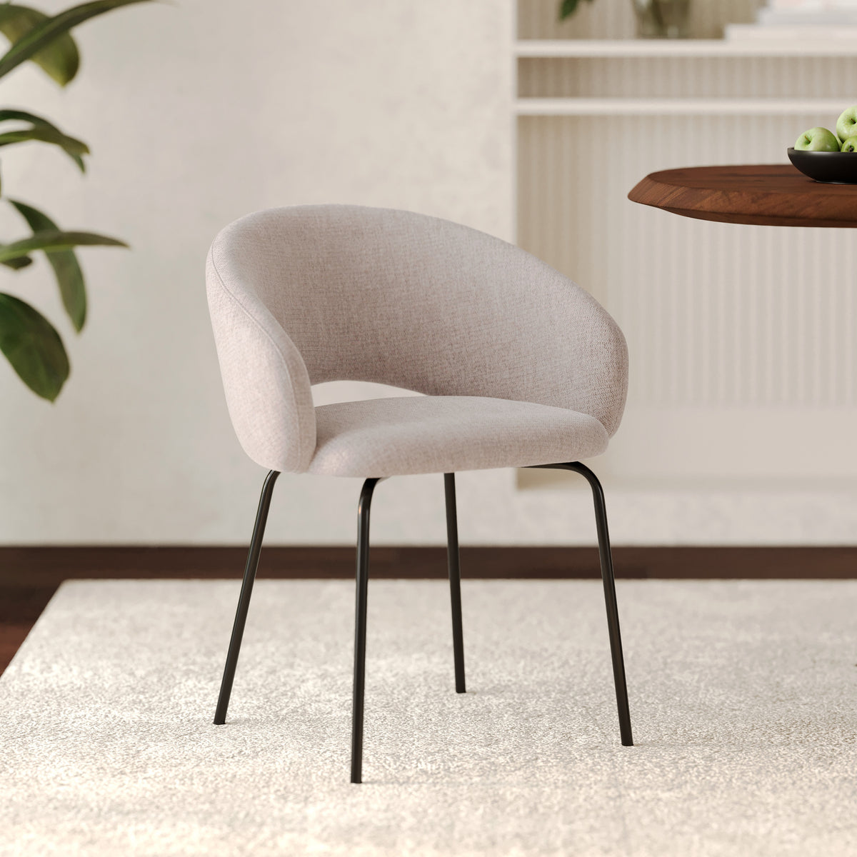 milly chaise en tissu beige pieds noirs chine