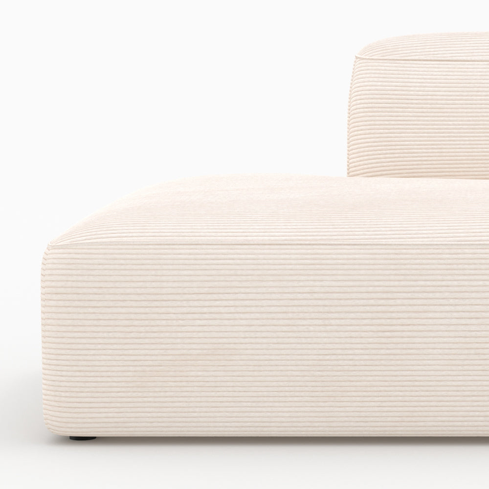 Mina canapé velours côtelé blanc 4 places avec 2 poufs modulable