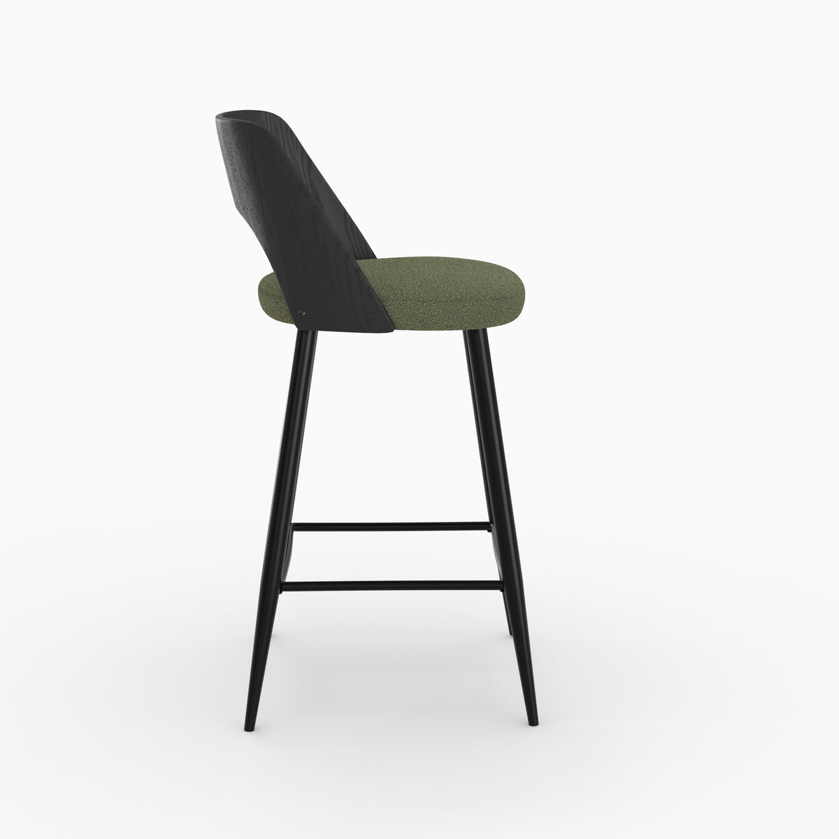 mindy chaise pour ilot central en tissu boucle vert kaki lot de 2