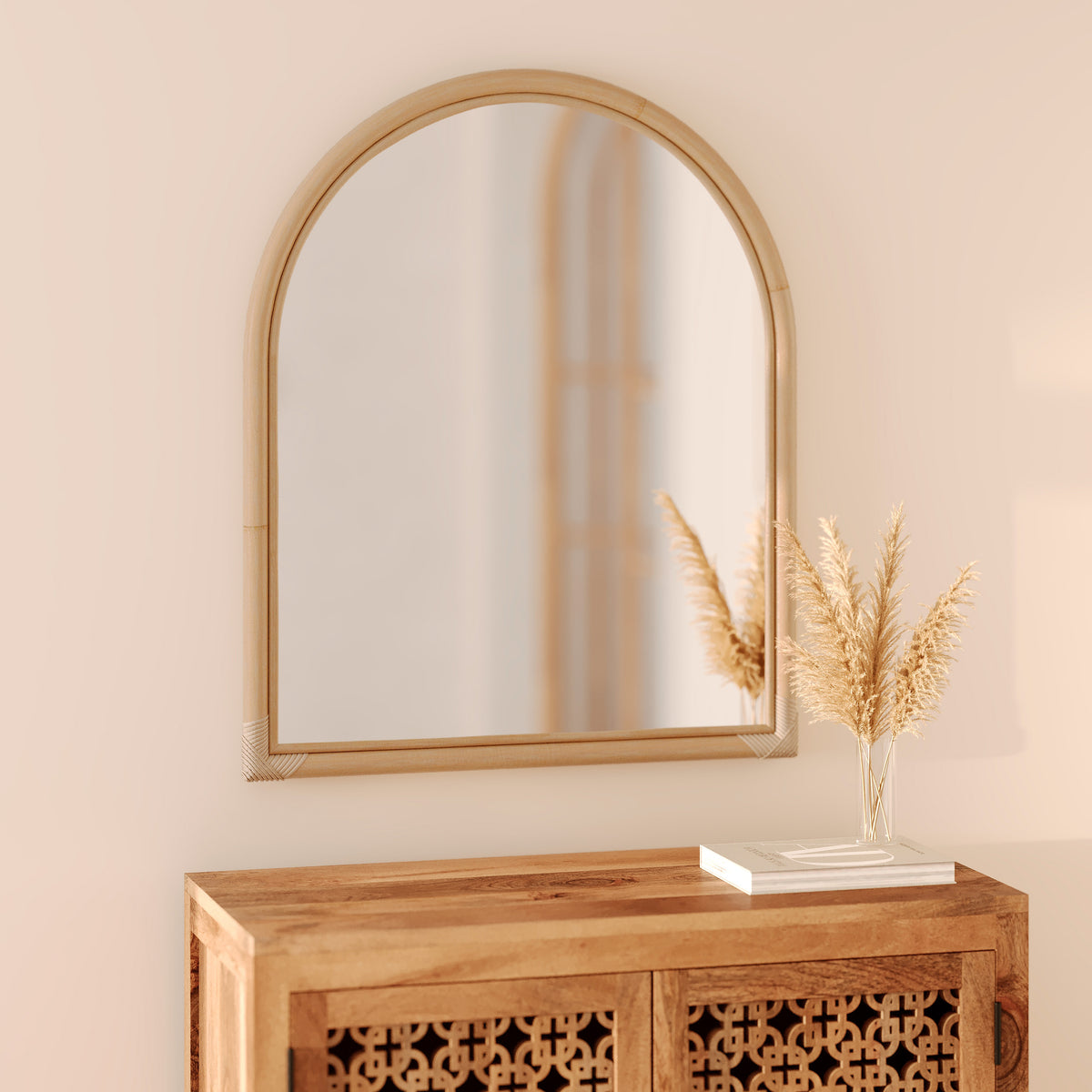 miroir arrondi indra en rotin