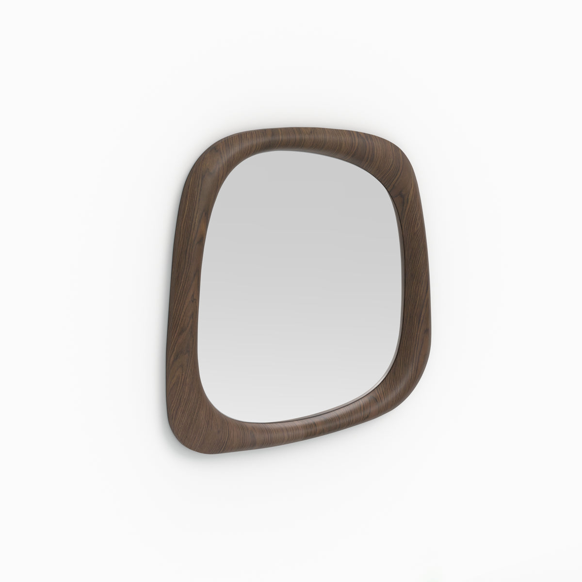Miroir carré Yoko en placage noyer, 90 x 90 cm