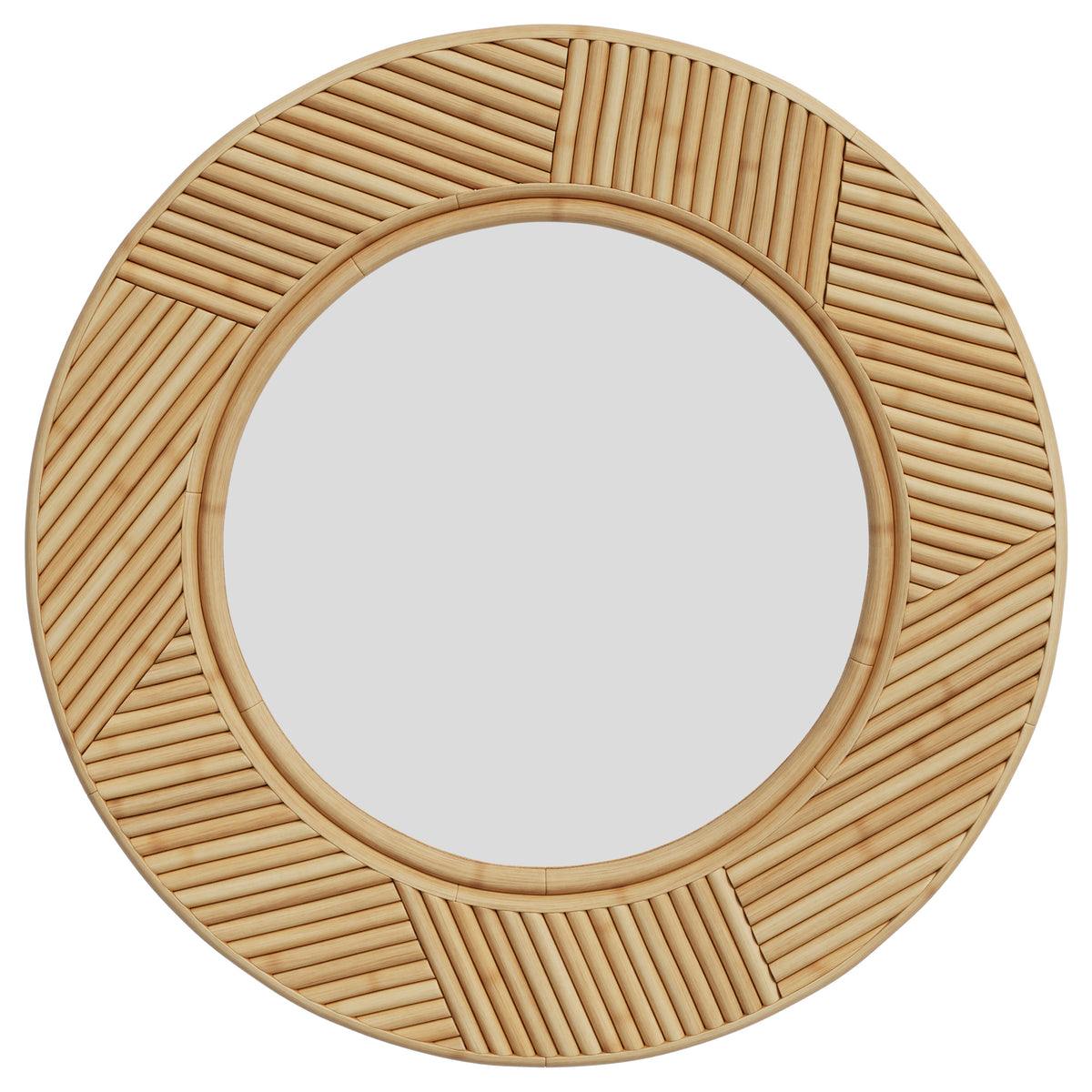 miroir rond lapta en rotin