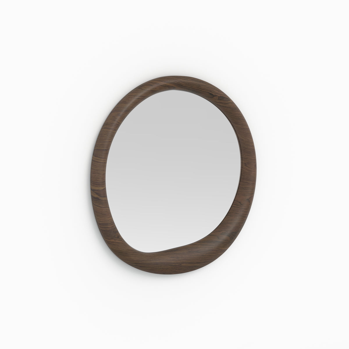 Miroir rond Yoko en placage noyer, D100 cm