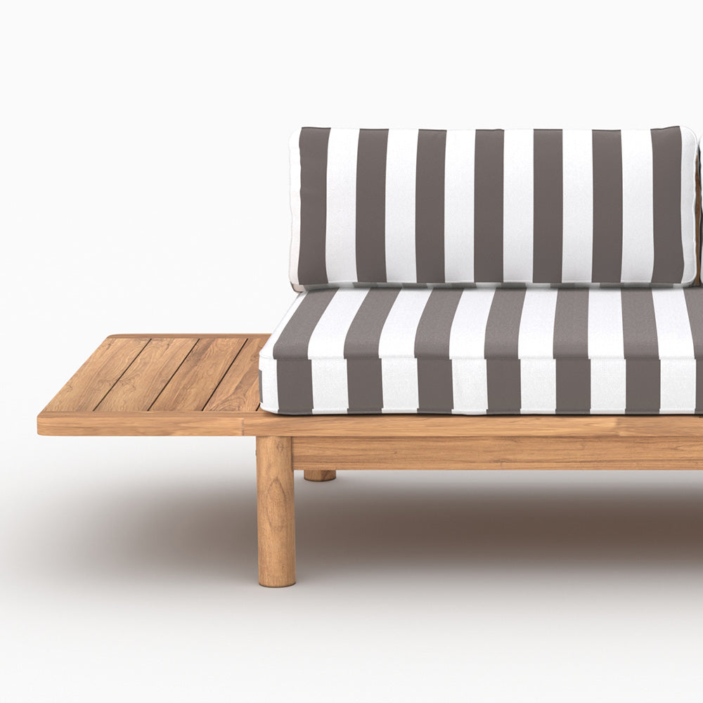 Mobilier extérieur Nadila 2 personnes teck gris rayé