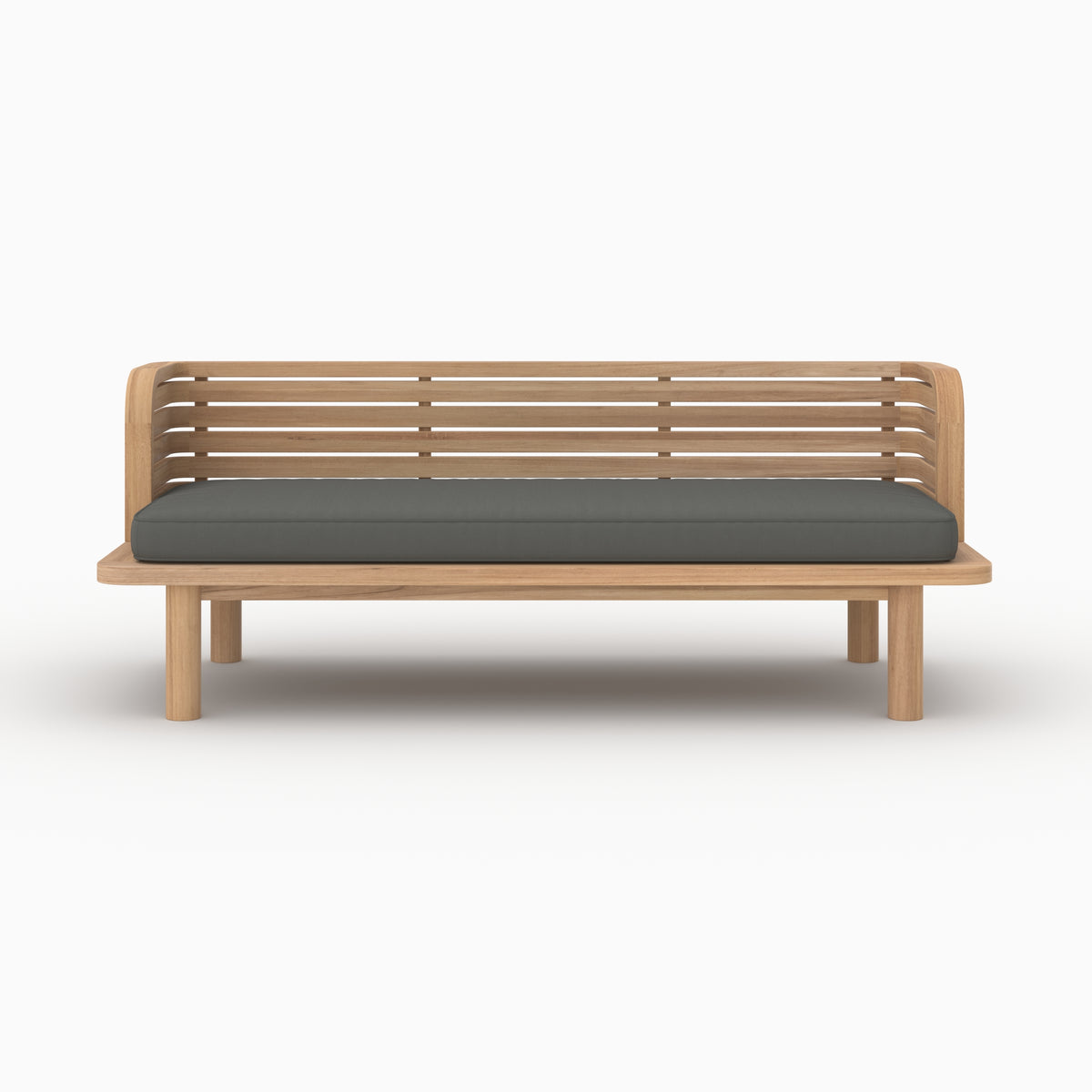Mobilier jardin canapé Kilda teck massif coussin gris 2 places