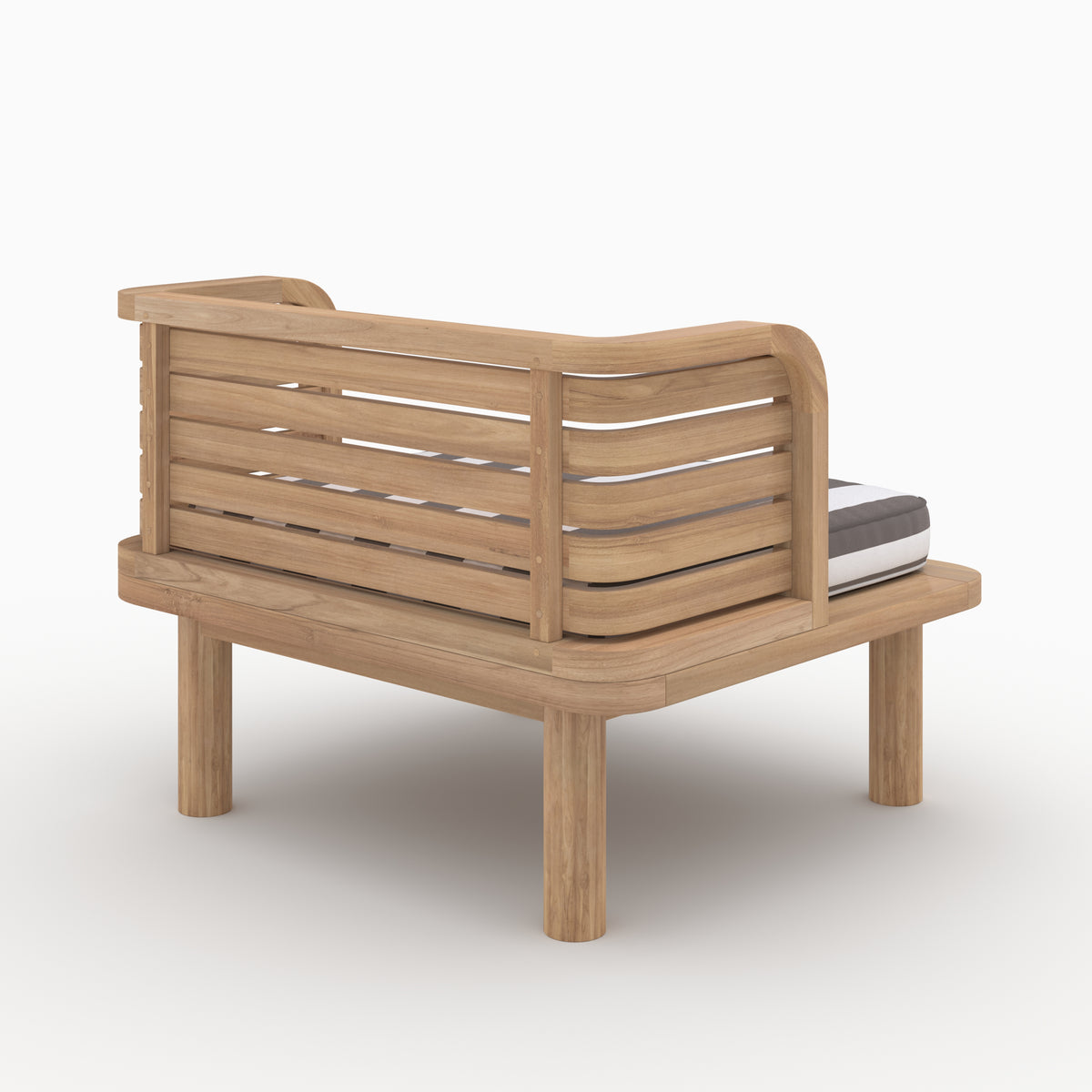 Mobilier jardin fauteuil Kilda teck massif coussin gris