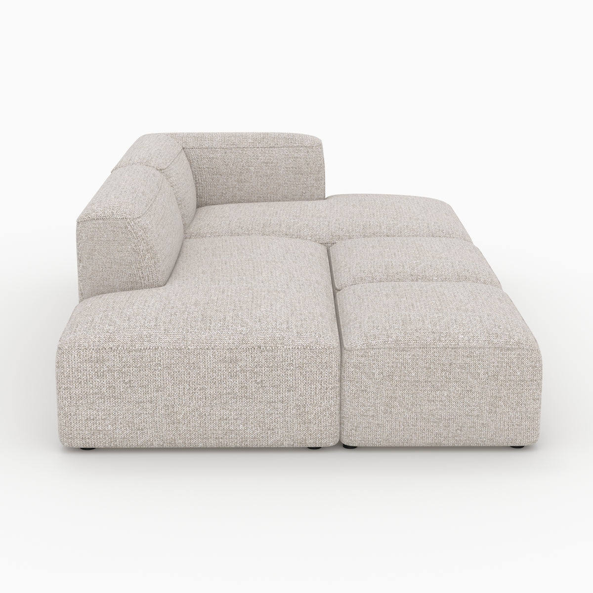 Mobilier salon Hestia canapé modulable 4 places angle droit 2 poufs