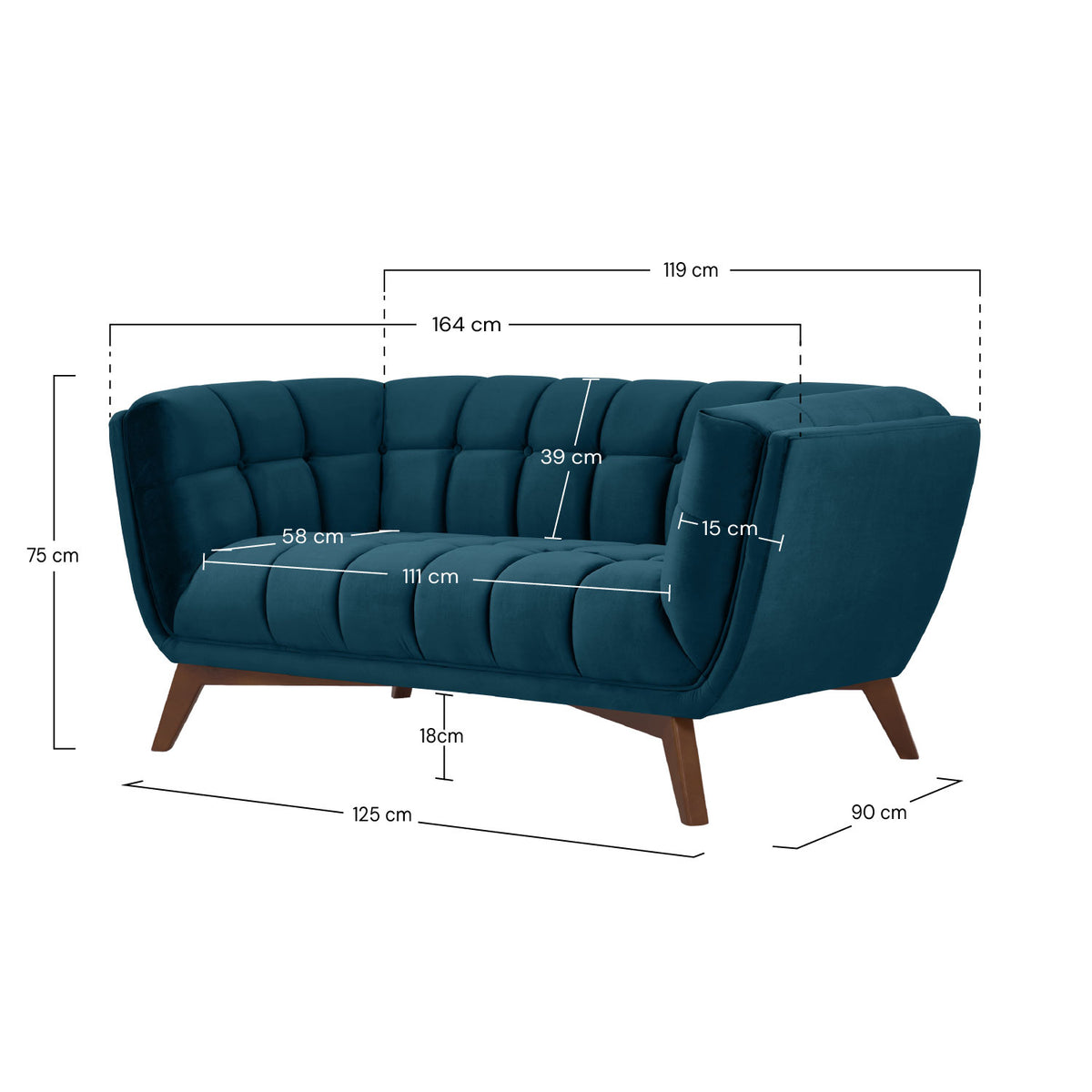 Mona canapé velours bleu marine foncé