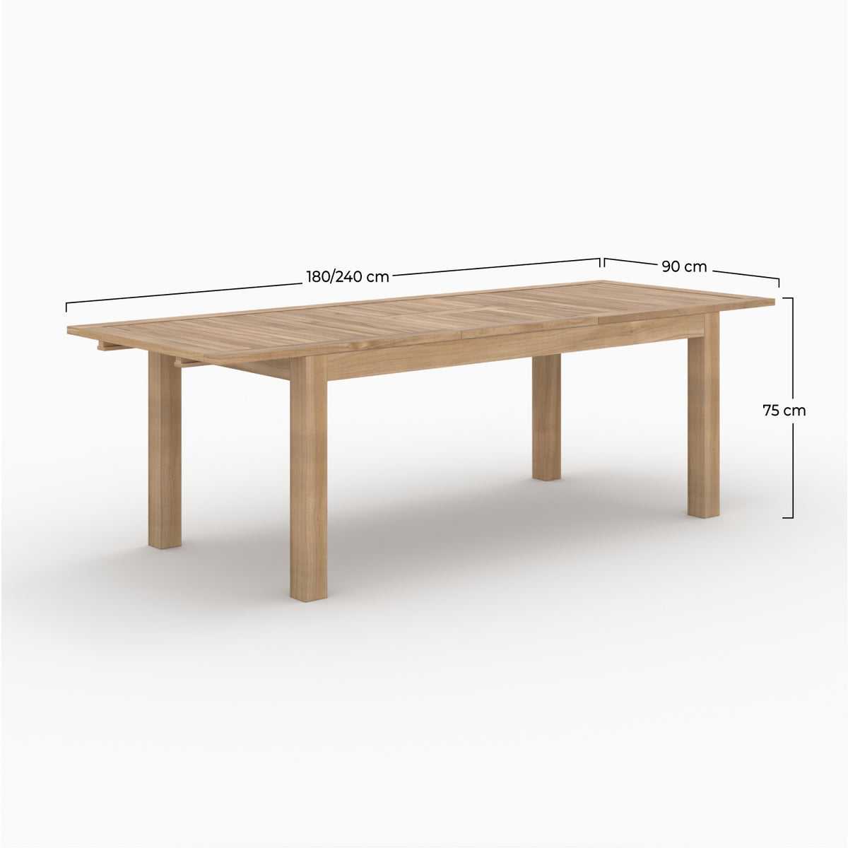 nido table de jardin extensible 180 240 cm teck fond beige