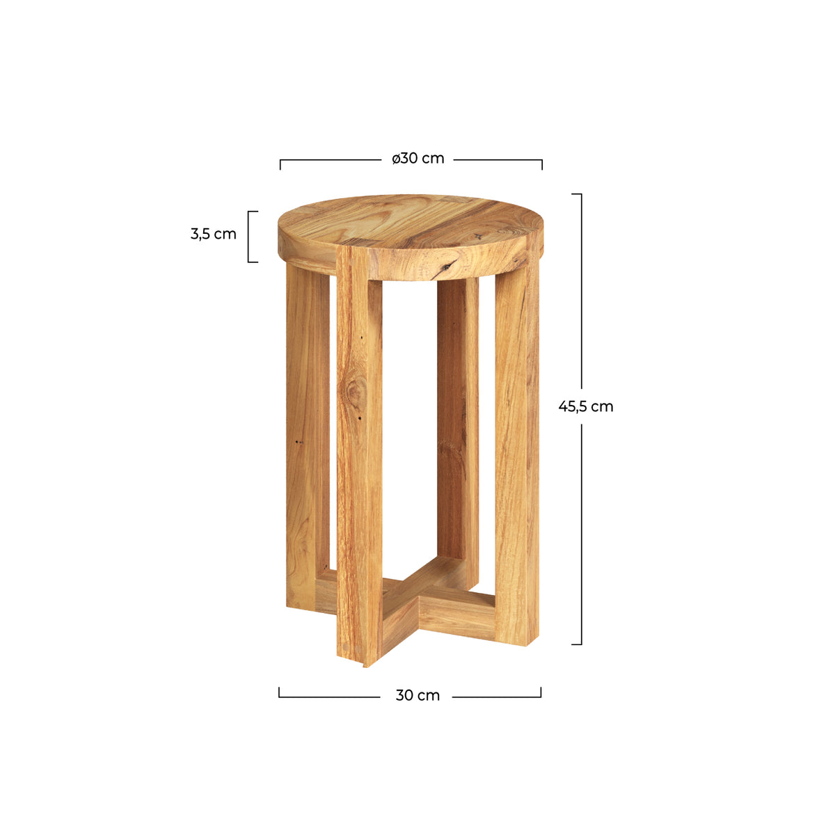 noe sgabello rotondo in legno di teak riciclato h 45