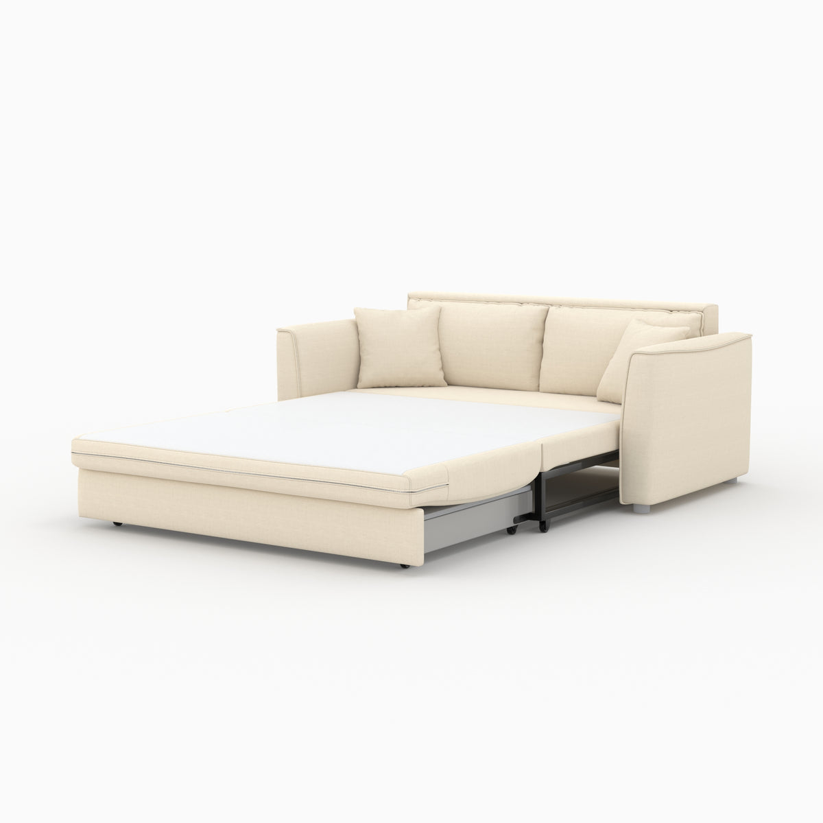 olympe canape lit 2 places en tissu texture beige