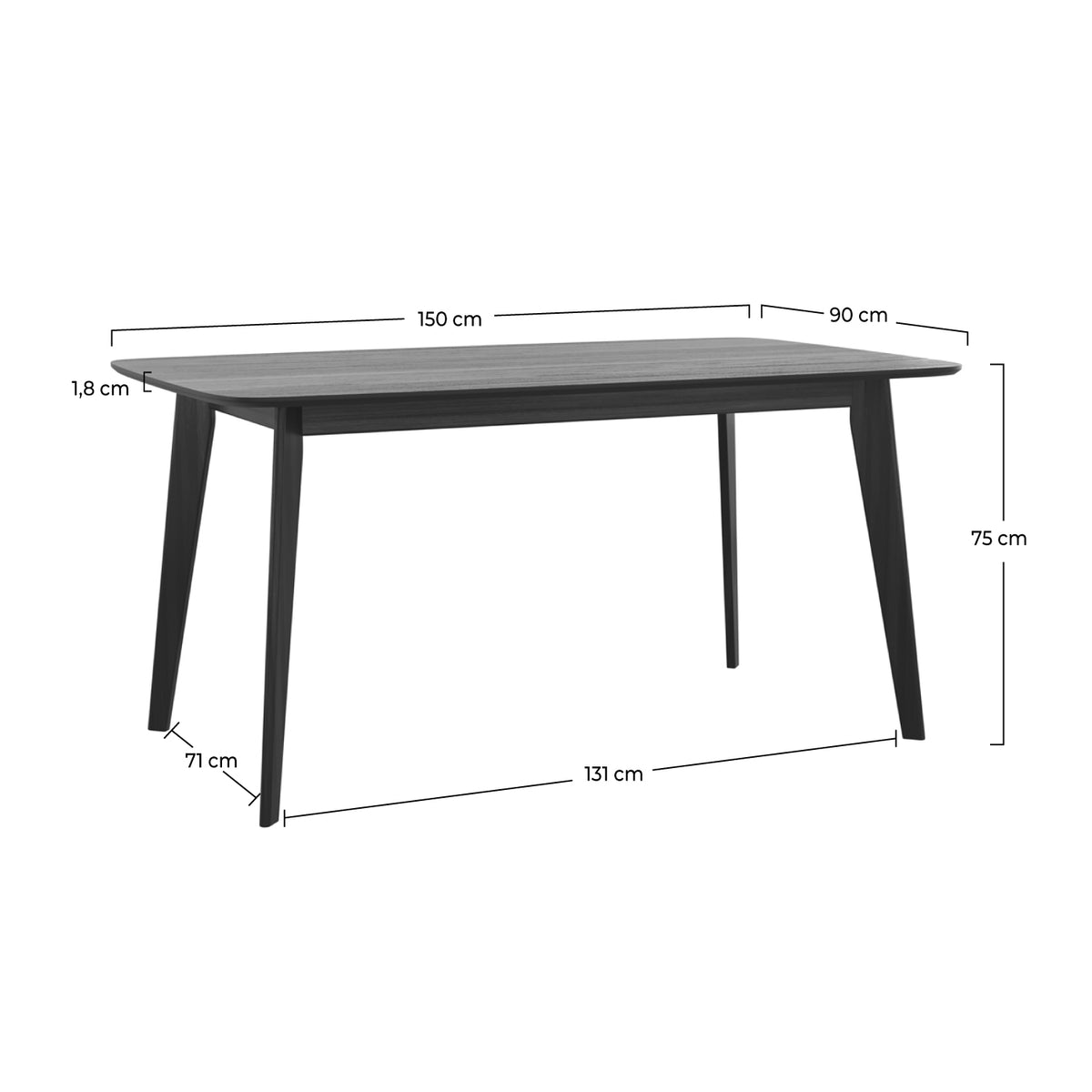 oman table rectangulaire noire 150 cm en bois