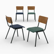 Pack 4 chaises écolier Nico velours bleu vert ensemble – Maison Pavane