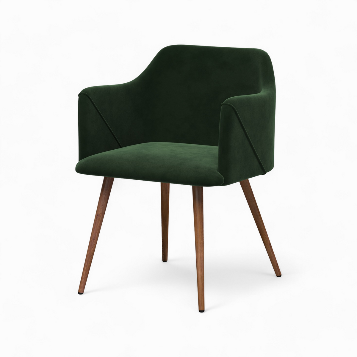 pack 4 chaises en velours vert et une table en bois