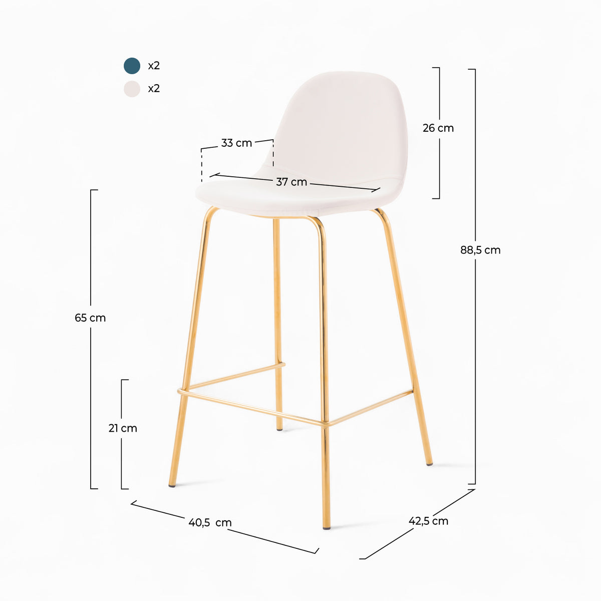 pack ilot central henrik bleu blanc 4 chaises 65cm