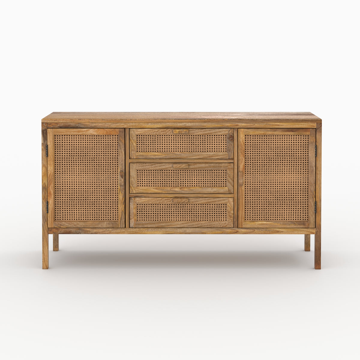 pack tiki buffet et meuble tv en bois cannage