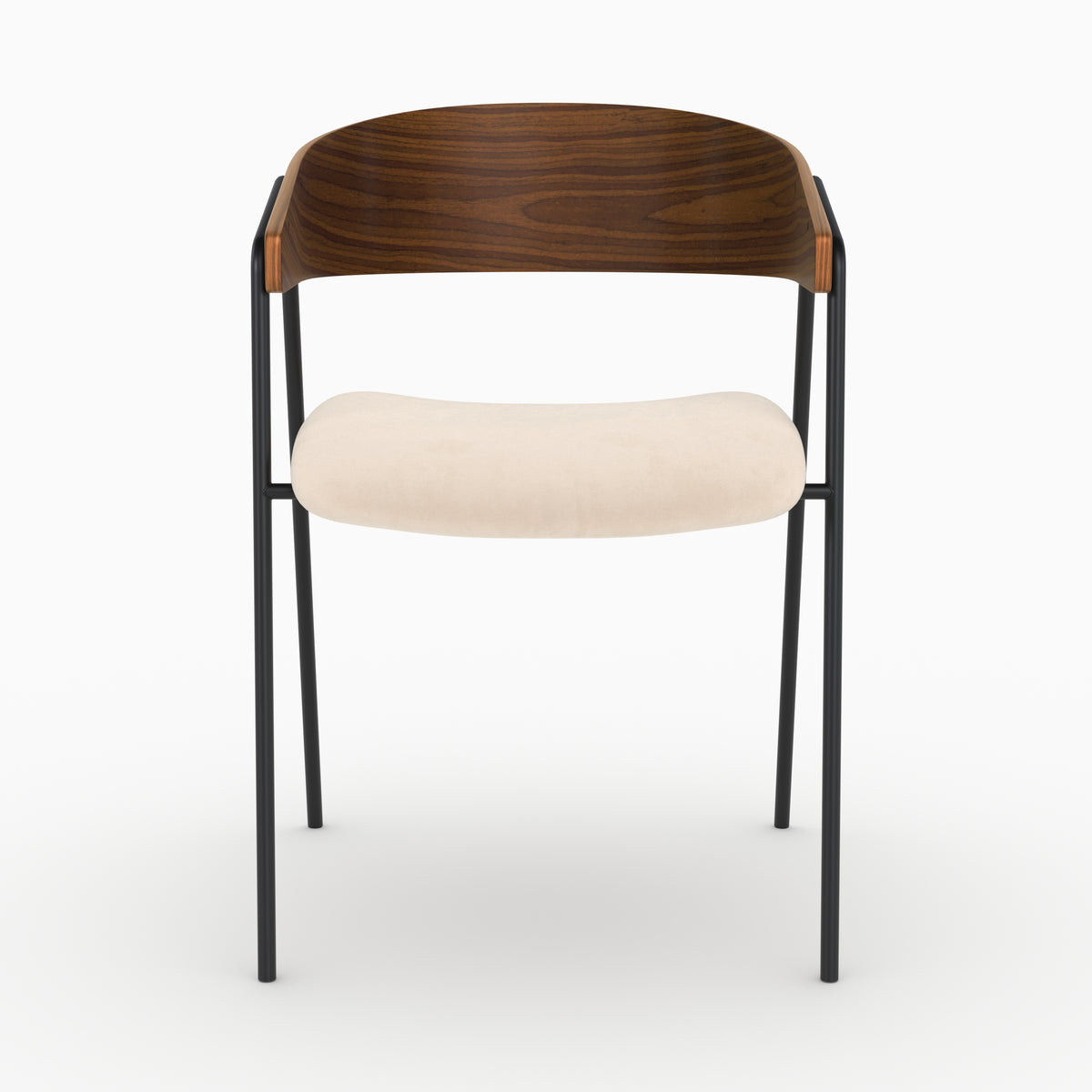 Paire chaises Esmée bois noyer velours blanc cassé