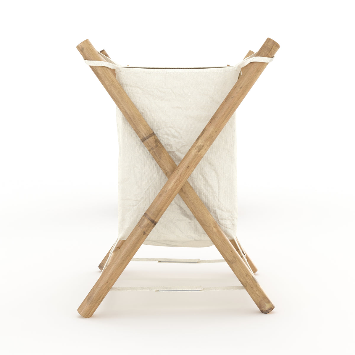 Panier a linge deco Bami blanc bambou