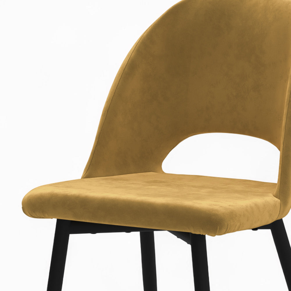 penelope chaises lot 4 jaune velours dossier haut ou asymetrique rendez vous deco